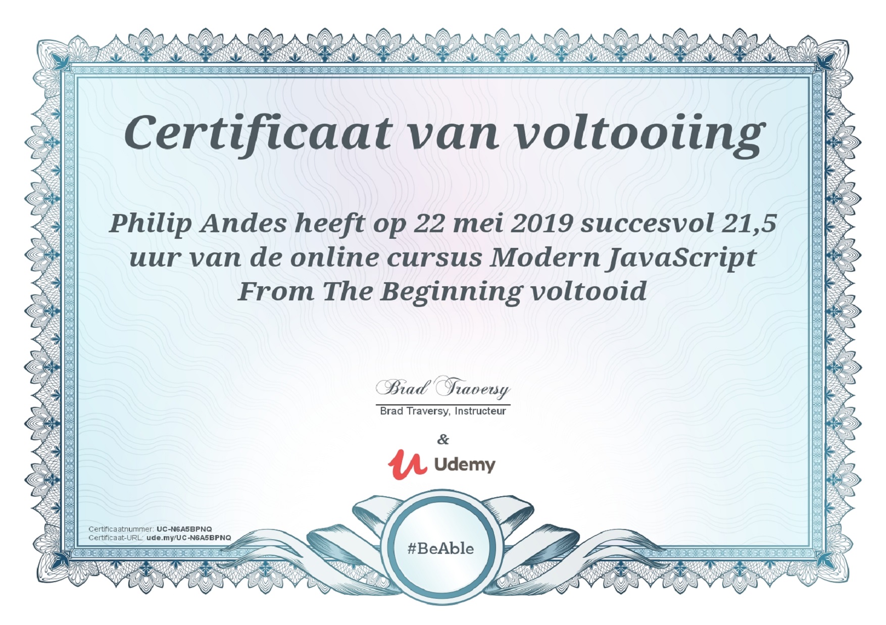 Javascript Udemy Certificate